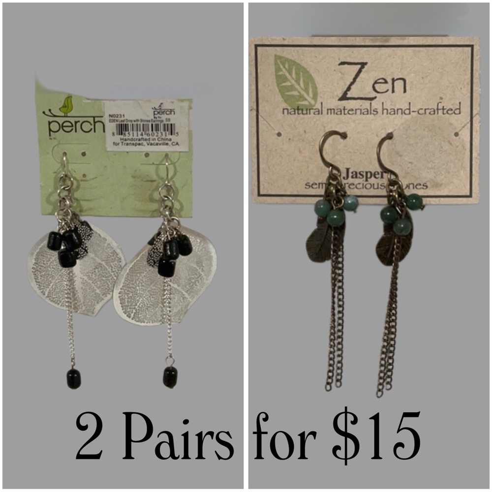 EARRING Bundle of Two NEW Pair of‎ Handcrafted Dangle Earrings